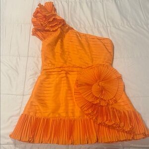 Orange One-Shoulder Mini Dress